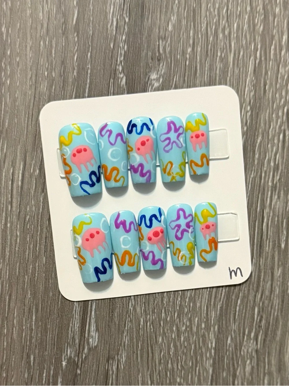 Sea Breeze Blue Jellyfish Press-On Nail Set